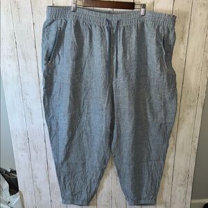 Athleta Retreat Cabo Linen Jogger Pant Size 24 Blue Chambray Used